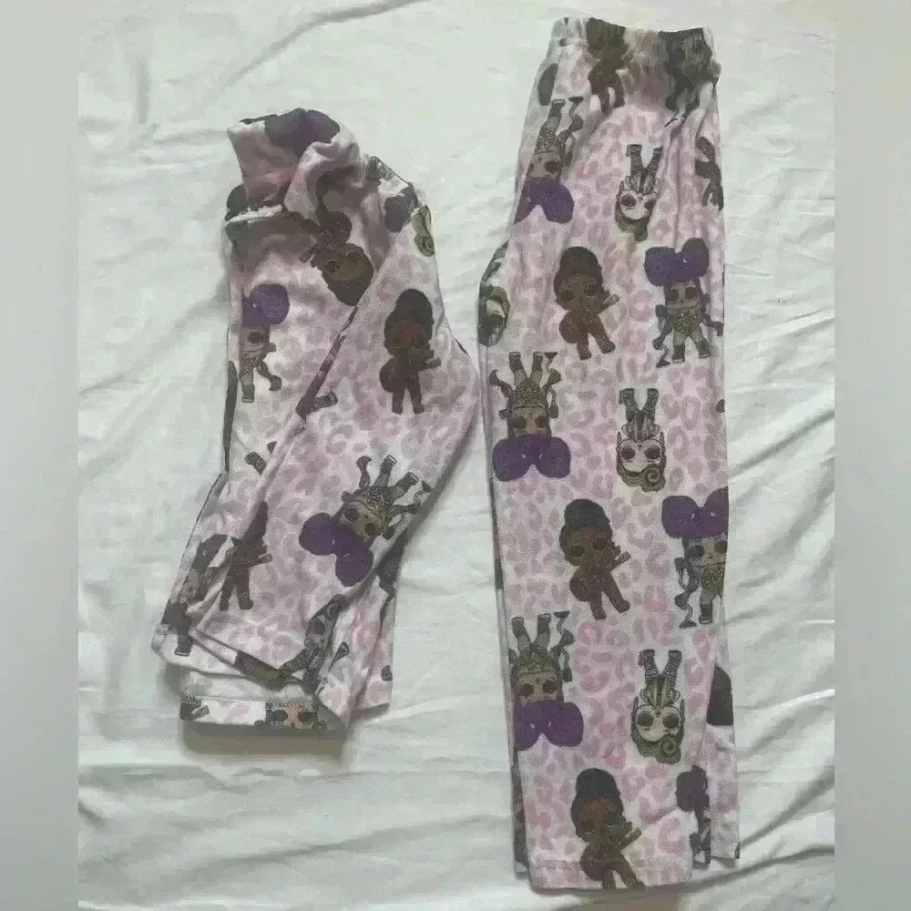 L.O.L LOL Surprise Doll Girls Size 6 Button Down Fleece Pajamas Pajama Set
